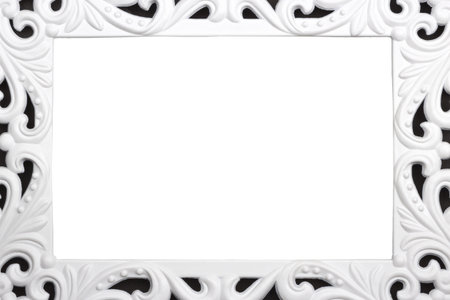 Vintage white Frame isolated on white の写真素材