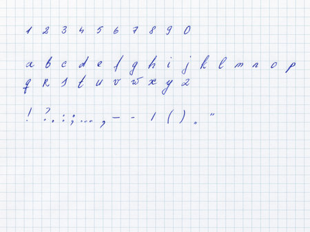english alphabet with numbers, Hand drawn pictures