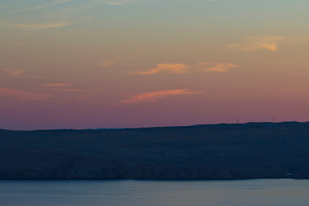 romantic sunset, Beautiful sunset over the hill  の写真素材