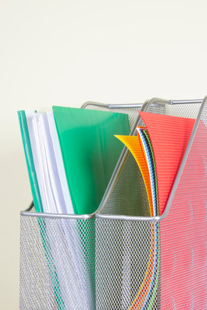 metal file folder, close upの写真素材