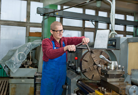 Man working for engineering production in the factory