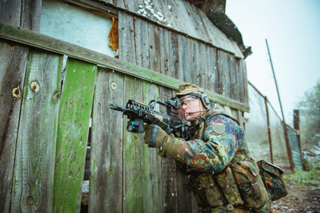 sniper with automatic rifle . airsoft
