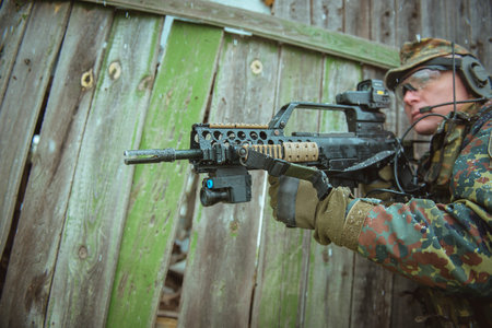 sniper with automatic rifle . airsoft