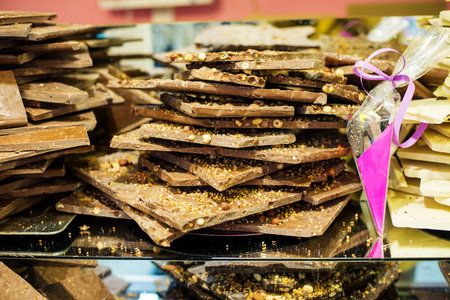 Market, handmade chocolate with nuts