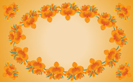 Orange flower ornamental pattern of oval shapeのイラスト素材