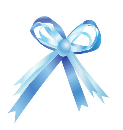 Blue bow isolated on a white background.  illustration. のイラスト素材