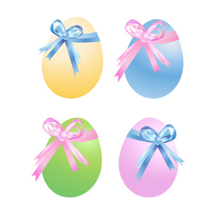 Easter eggs and ribbonのイラスト素材