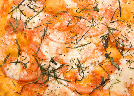 A tasty pizza margarita with  tomato and mozzarellaの写真素材