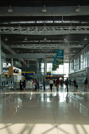 KHARKOV - SEPTEMBER 01  International Airport Kharkiv September 01, 2012 in Kharkov, Ukraine  New airport terminal with a total area of 19750 square metres is designed for maximum passenger traffic of 650 passengers per hour のeditorial素材