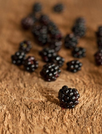 blackberry on old wooden table