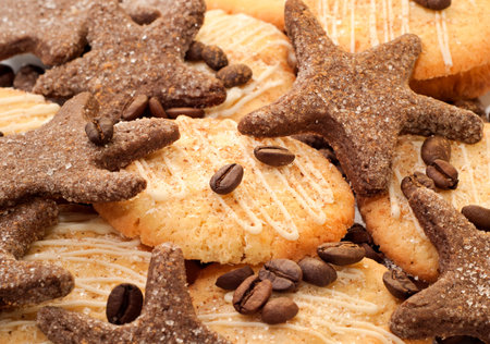 Homemade cookies and coffee beans 