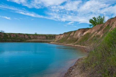 Salt lake in the Kharkov region, Ukraineの写真素材