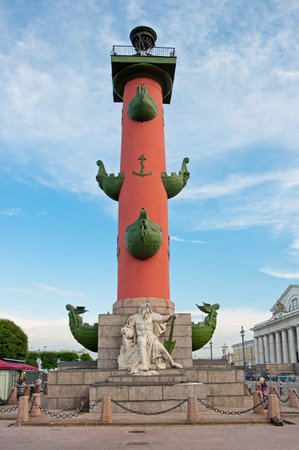 Rostral columns on Vasilevsky Island in Saint Petersburg, Russiaの写真素材