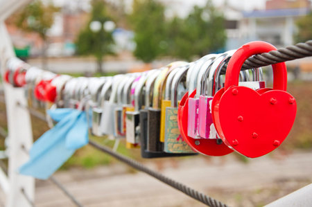 red padlock in the shape of heart, love concept