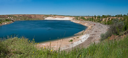 Beautiful lake in sand quarry. Kharkov region, Ukraine