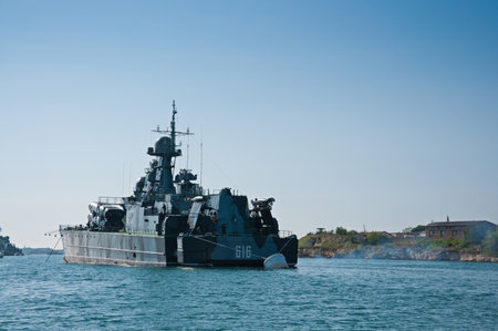 SEVASTOPOL, CRIMEA, UKRAINE - MAY 06, 2013: Guided Missile Corvetteのeditorial素材
