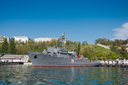 SEVASTOPOL, CRIMEA, UKRAINE - MAY 06, 2013: Seagoing Minesweeperのeditorial素材