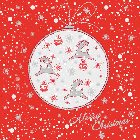 Christmas and New Year greeting postcard with christmas ballのイラスト素材