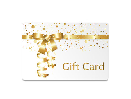 Golden gift card with streamers and ribbonsのイラスト素材