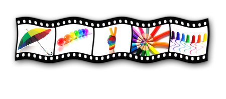 filmstrip with rainbow thingsの写真素材