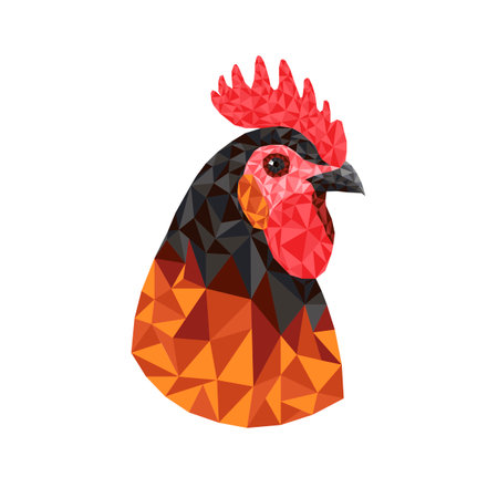 Polygonal rooster, low poly vector illustration.のイラスト素材