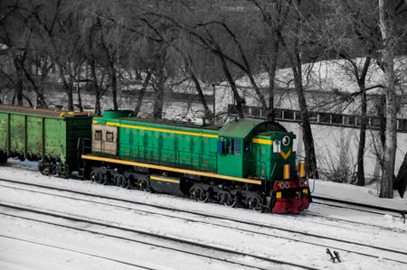 Freight Station with trains. Vintageの写真素材