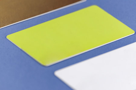 Credit card close up shot with selective focus. Copy space.の写真素材