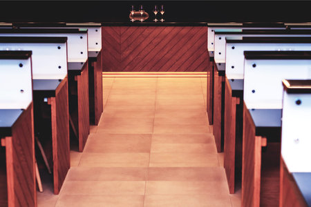 The interior of the school, the place of students. Training in school sommelier. Wine school. Tinted