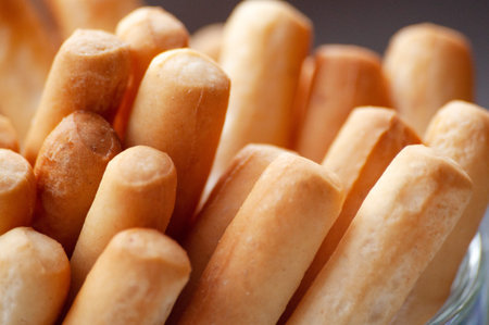 Fresh bread sticks close-up. Healthy snack