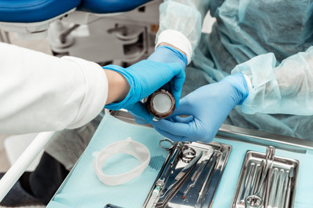 Dentist tools. Dentist workplace equipment set. Health and medicine. 