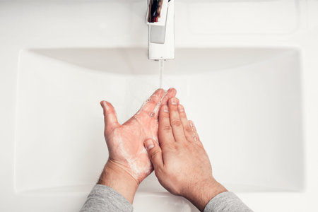 Coronavirus. Proper washing and handling of hands. Liquid antibacterial soap. Self-isolation and...