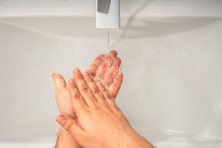Coronavirus. Proper washing and handling of hands. Liquid antibacterial soap. Self-isolation and...
