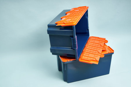 Plastic storage boxes. Boxes for the delivery of products. Orderly storage