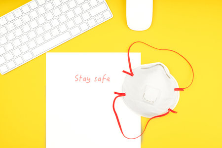 White keyboard and mouse. Remote work, self-isolation, work at home, quarantine.の写真素材