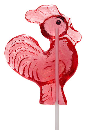 Candy Cock On A Stick Isolated On A White . Sweet cockの写真素材