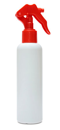 plastic spray bottle isolated on white の写真素材