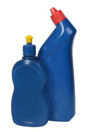 Plastic bottle isolated on a white . Cleaner.の写真素材