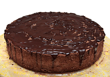 chocolate cake isolated on a white の写真素材