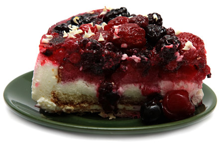 Cake With Raspberries, Currants And Strawberries Isolated On A White .の写真素材