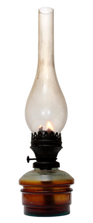 oil lamp. old kerosene lamp isolated on white . oil-stoveの写真素材