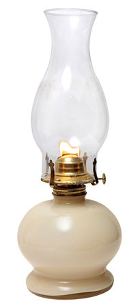 oil lamp. old kerosene lamp isolated on white . oil-stoveの写真素材