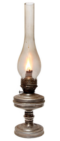 oil lamp. old kerosene lamp isolated on white . oil-stoveの写真素材