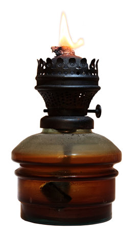 old kerosene lamp isolated on white の写真素材