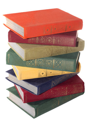 stack of Old books isolated on whiteの写真素材