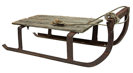 Metal Vintage Retro Sledge Isolated On A White Background.の写真素材