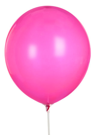 Single pink Balloon Isolated a On White Backgroundの写真素材
