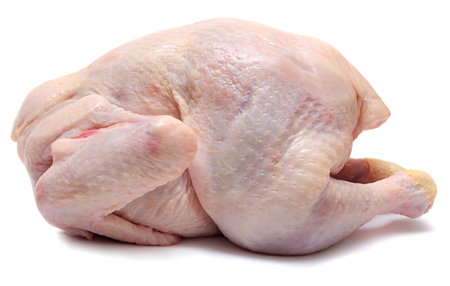 Raw chicken. Isolated on white background. henの写真素材