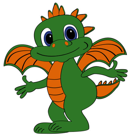 Cartoon dragons in vector.Isolated On White Backgroundのイラスト素材