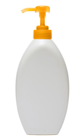 Closed Cosmetic Or Hygiene  Plastic Bottle Of Gel, Liquid Soap, Lotion, Cream, Shampoo. Isolated On White Background.の写真素材