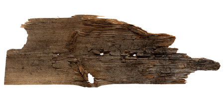 old wooden boards isolated on a white background. Old Wood plank, isolated on white backgroundの写真素材